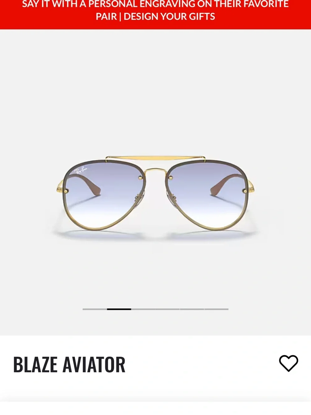 Ray-Ban Blaze Aviator Sunglasses - Arista Gold Frame with Blue Gradient Lenses